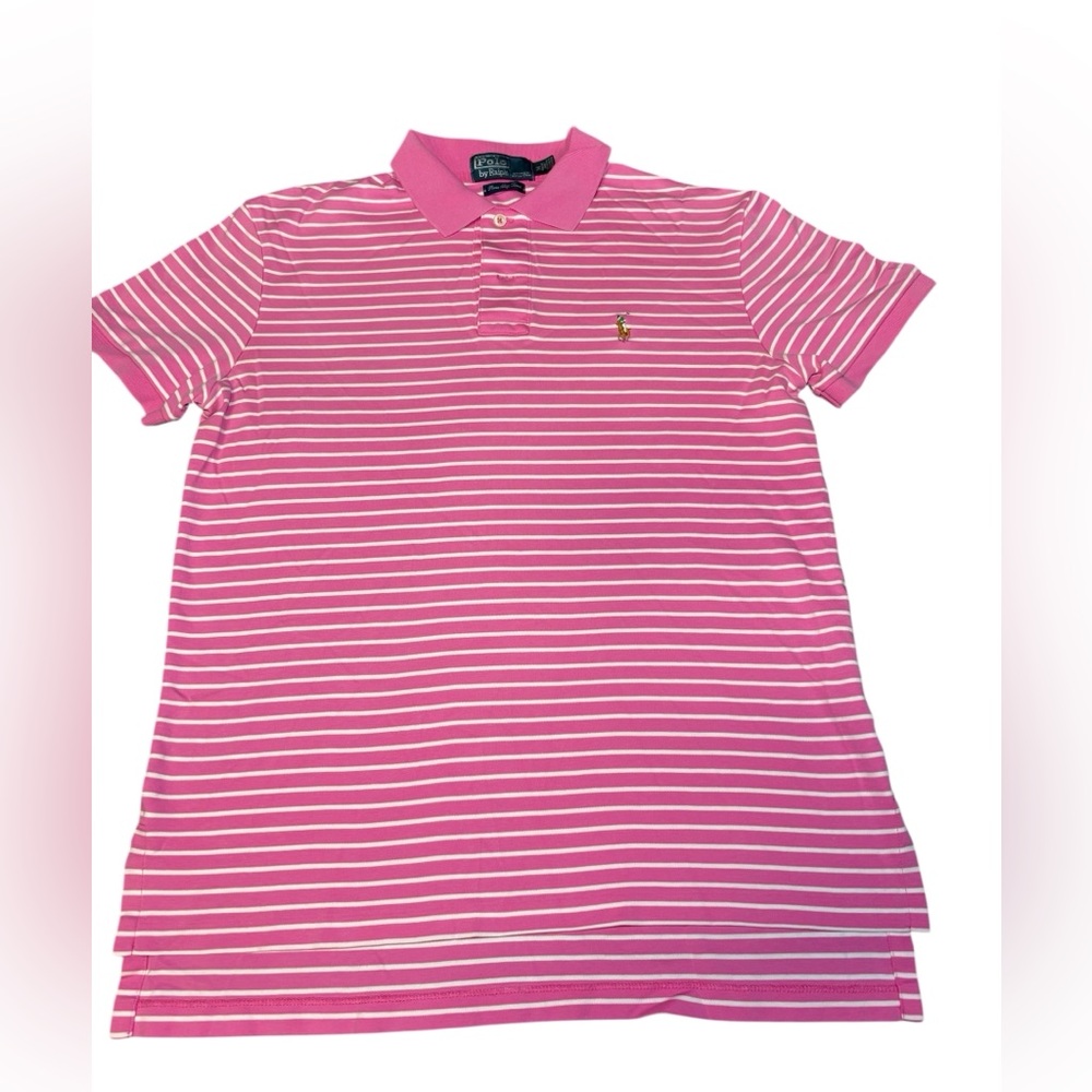Ralph Lauren Men’s Pink‎ and White Polo Shirt size Medium